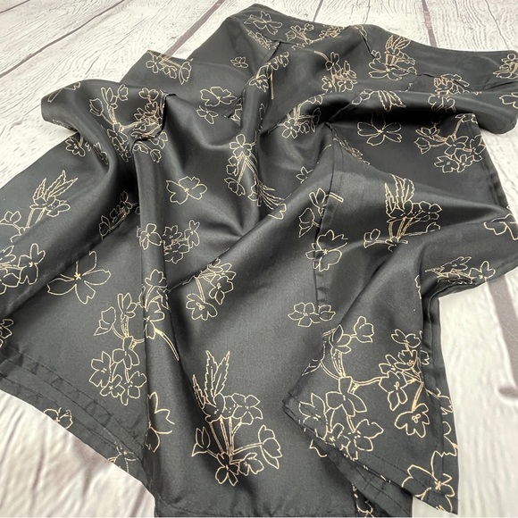 CALVIN KLEIN silk brown floral lightweight midi A-line skirt, size 0 - Picture 4 of 10